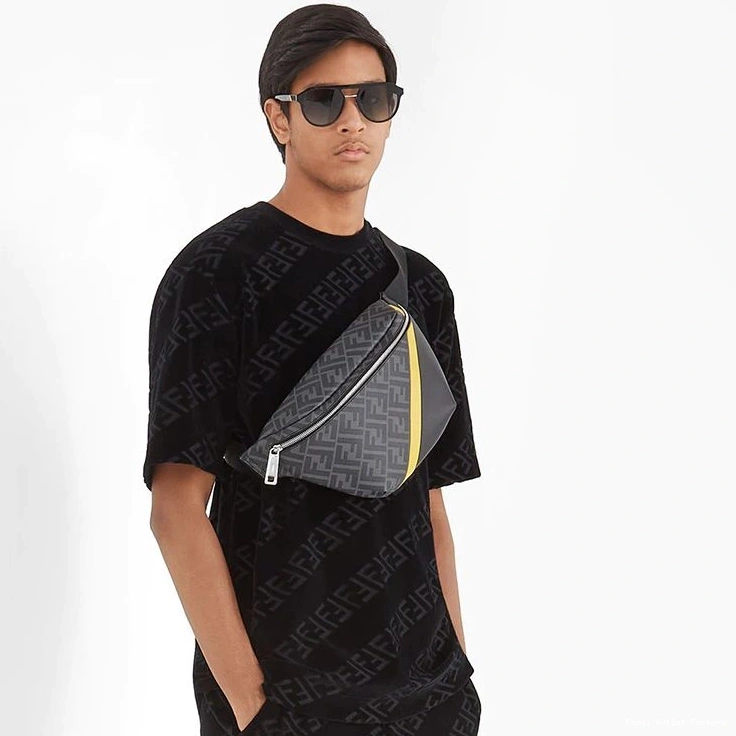 Affordable HOT Belt FF In Fabric Motif Yellow Bag Fendi Black 0805